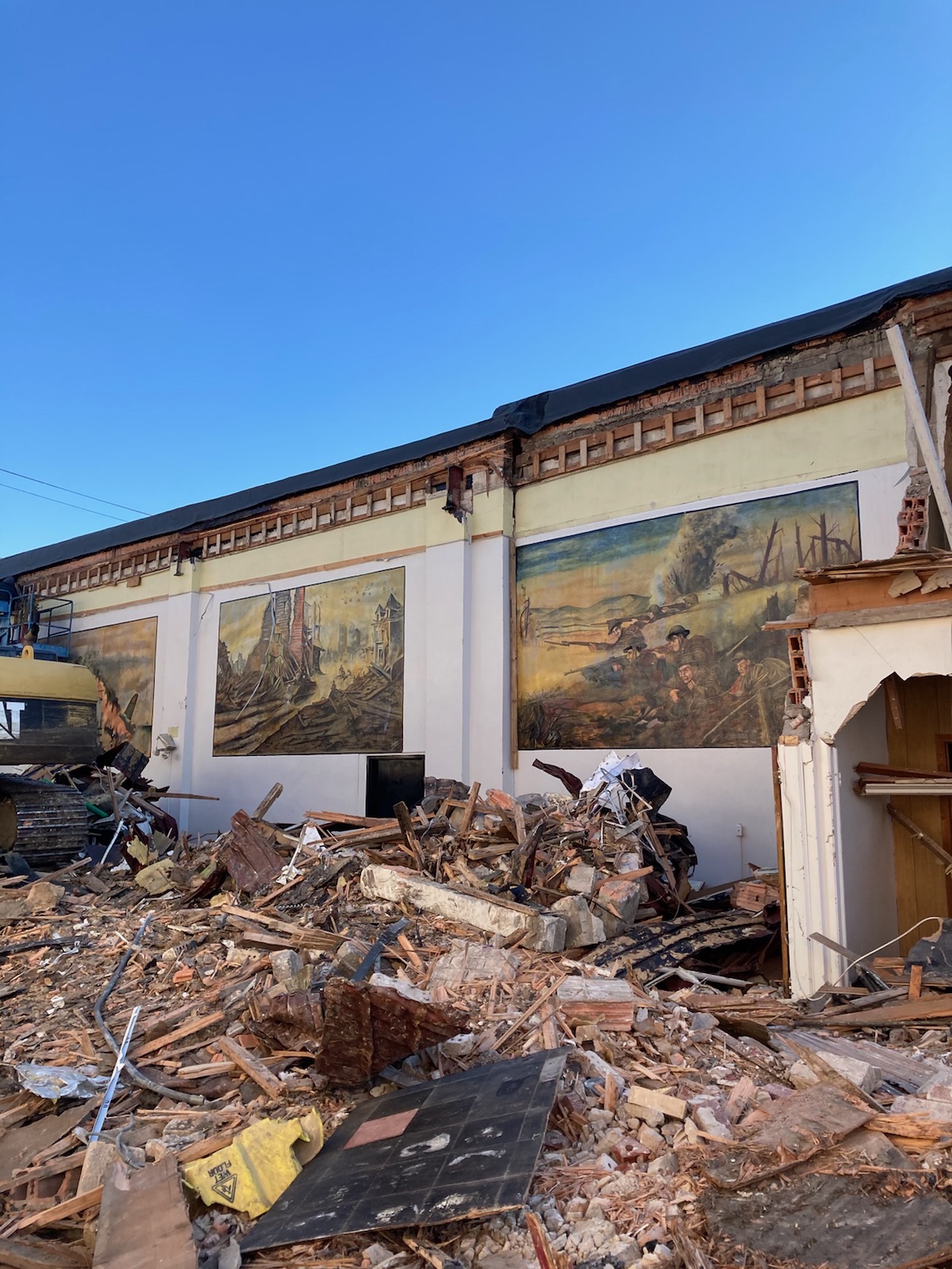 Demolition and mural-preservation work in Sisseton